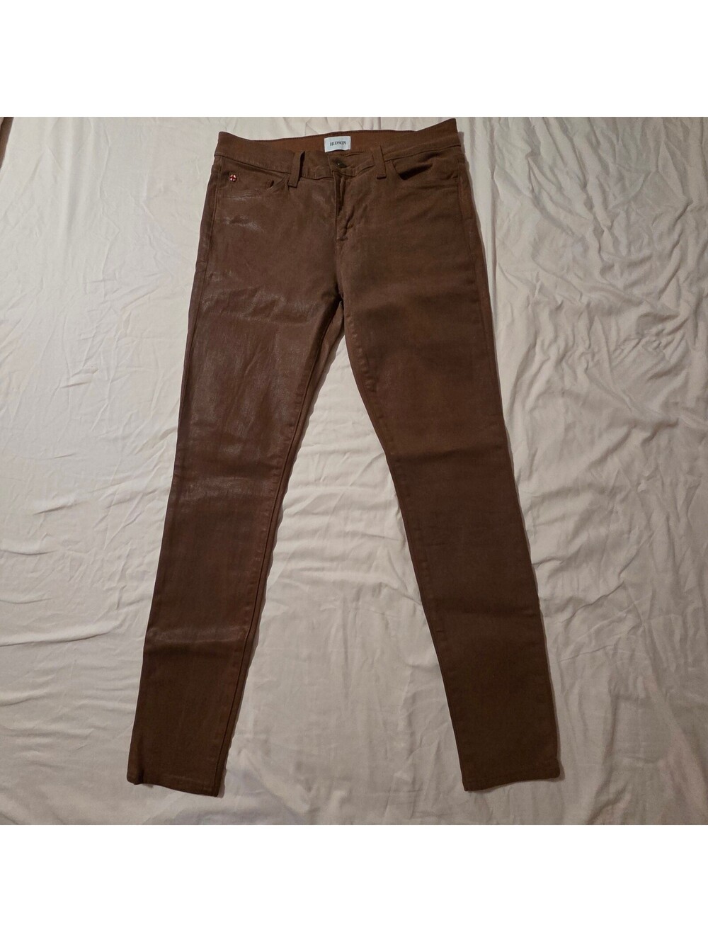 Hudson Natalie Mid Rise Super Skinny Ankle Jeans in Desert Storm Brown, Size 28